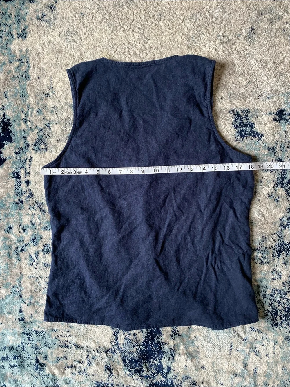 Michael Kors Navy Sleeveless Button-Front Tank